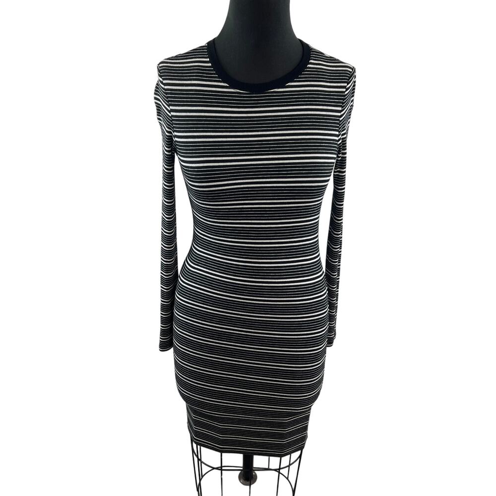 ATM Anthony Thomas Melillo Black White Dress Striped Crew Neck Pullover Size XS
